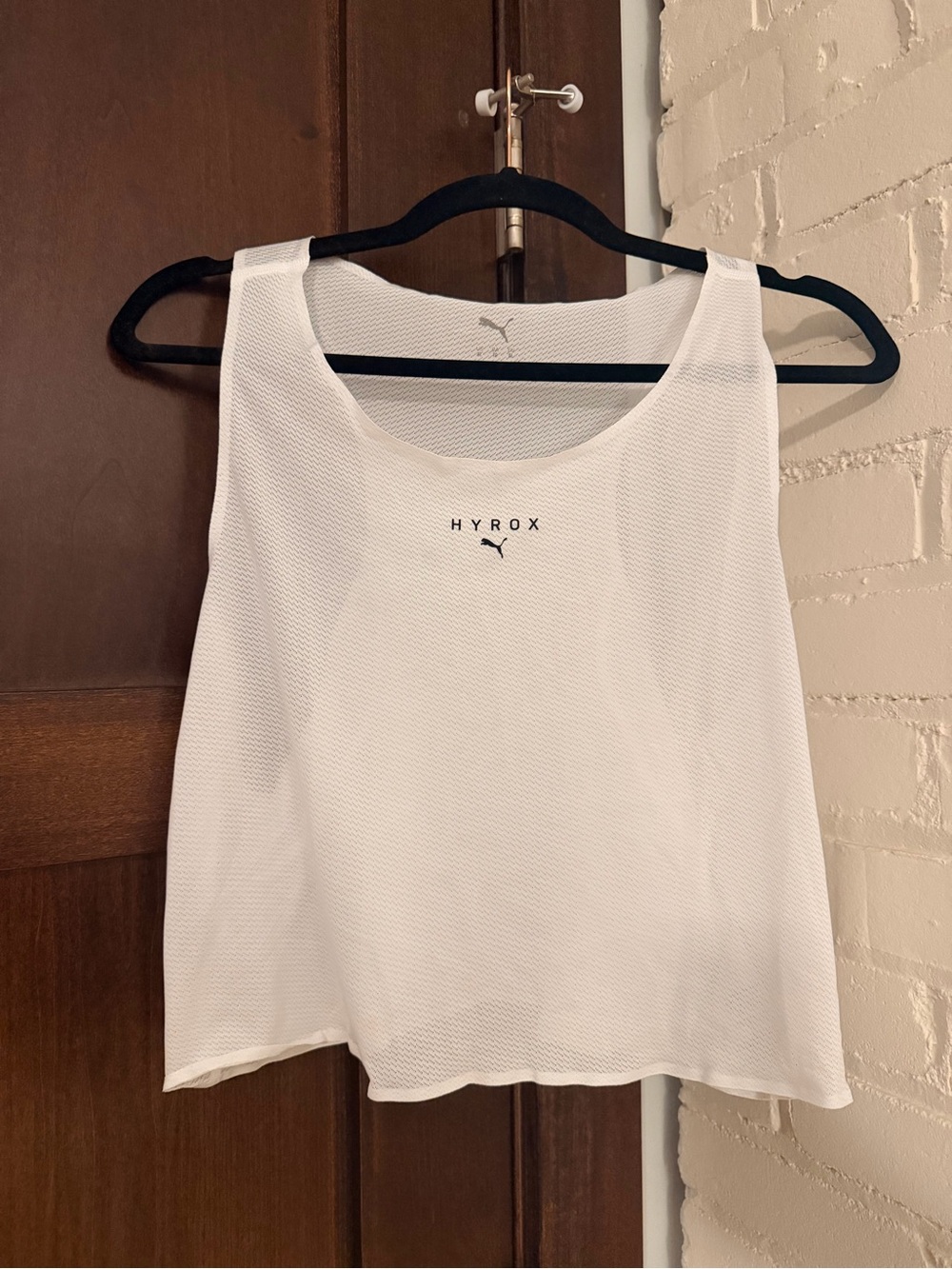 PUMA x HYROX White Mesh Cropped High Neck Tank Top UltraSpun